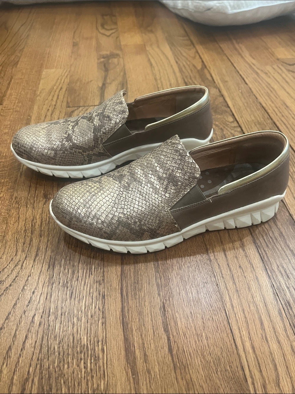 Naot Metallic Snake-Embossed Slip-On Sneakers - Champagne